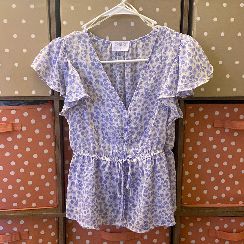 Sienna Sky floral lavender peplum blouse
